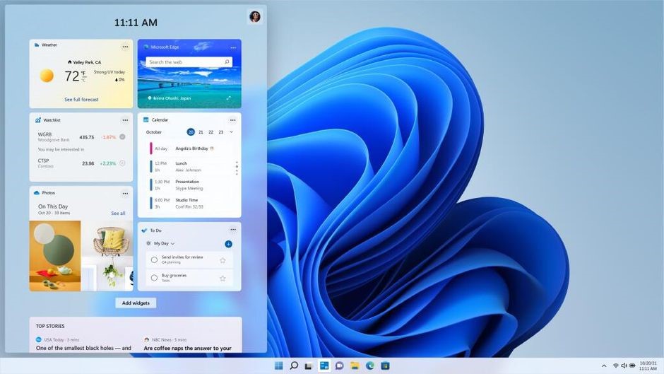 Microsoft Windows 11 Widgets Screen